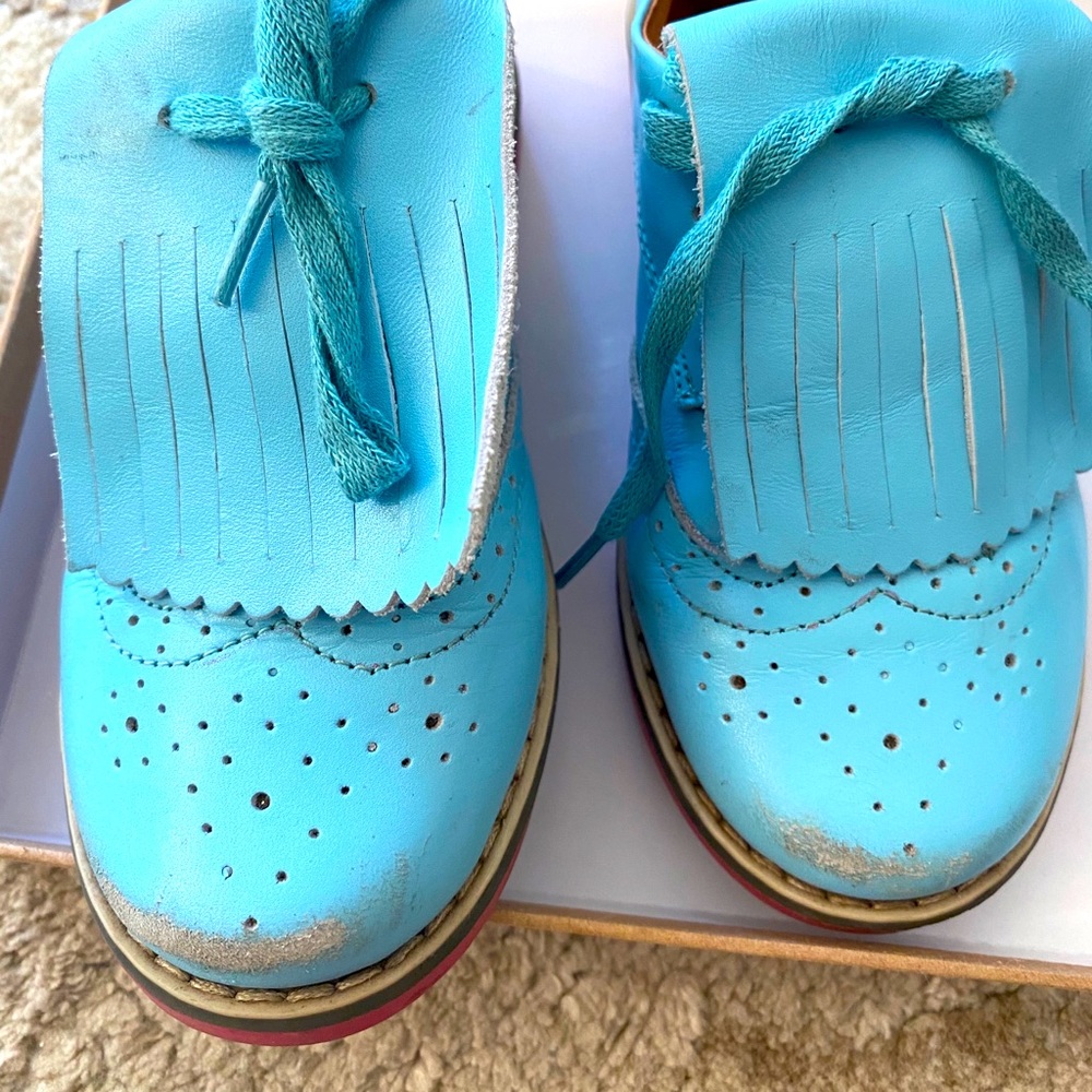 Baby blue school shoes moccasin